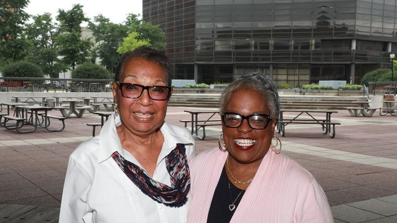 Betty Brown, left, and Denise Williams in downtown Springfield. BILL LACKEY/STAFF