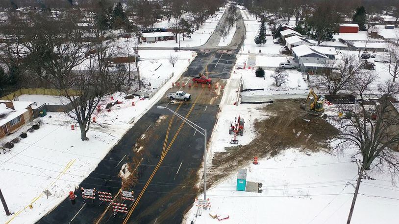 The Montgomery County Engineer’s Office said the opening of the Stroop Road bridge has been delayed until at least Thursday as workers wait for the delivery of some final materials to complete the bridge work. TY GREENLEES / STAFF