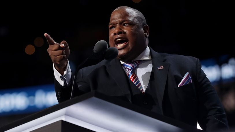 CLEVELAND, OH - JULY 21: Pastor Mark Burns, Co-Founder & CEO of The NOW Television Network, delivers a speech on the fourth day of the Republican National Convention on July 21, 2016 at the Quicken Loans Arena in Cleveland, Ohio. Republican presidential candidate Donald Trump received the number of votes needed to secure the party's nomination. An estimated 50,000 people are expected in Cleveland, including hundreds of protesters and members of the media. The four-day Republican National Convention kicked off on July 18. (Photo by Chip Somodevilla/Getty Images)
