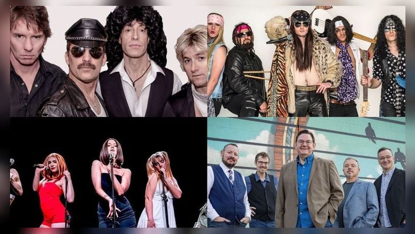 The Springfield Arts Council’s (SAC) 57th Summer Arts Festival will have 26 acts of tributes, original groups, Shakespeare, local talent and musicals including Queen Nation (top left), That Arena Rock (top right), Simply Spice (bottom left) and Joe Mullins and the Radio Ramblers (bottom right).