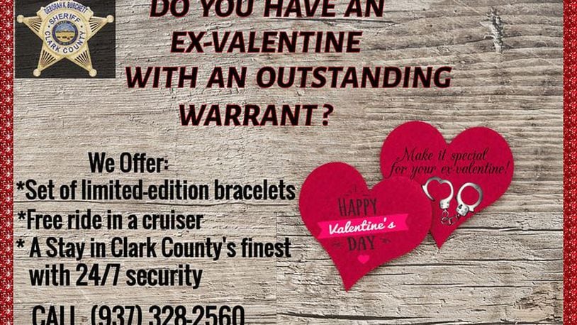 The Clark County Sheriff's Office posted a tongue-in-cheek appeal on social media asking those who have exes with an outstanding warrant to let deputies know and offering limited-edition bracelets, or handcuffs.