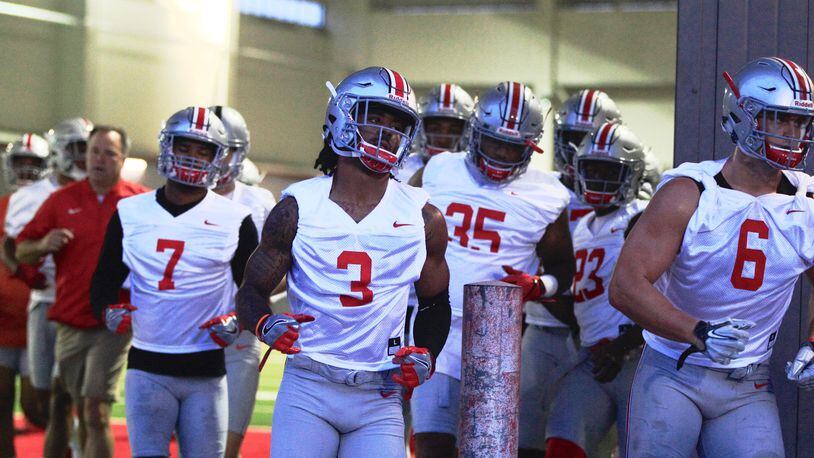 Ohio State practices at the Woody Hayes Athletic Center on Thursday, July 27, 2017, in Columbus.