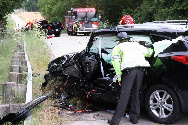 PHOTOS: Head-on crash sends two to hospital in Clark County