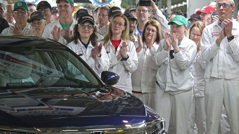Honda associates applaud the 25 millionth Honda car produced in the U.S. during a recent celebration at the Marysville assembly plant. A new Manpower Group survey of employers has found that many of the best hiring prospects are in manufacturing. Bill Lackey/Staff