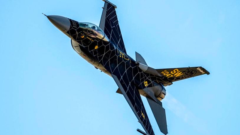 Kroger presents the CenterPoint Energy Dayton Air Show, which features U.S. Air Force F-16 Viper Demo Team (pictured), the U.S. Navy Blue Angels, the U.S. Army Golden Knights and others, at Dayton International Airport in Vandalia on Saturday and Sunday, July 30 and 31.