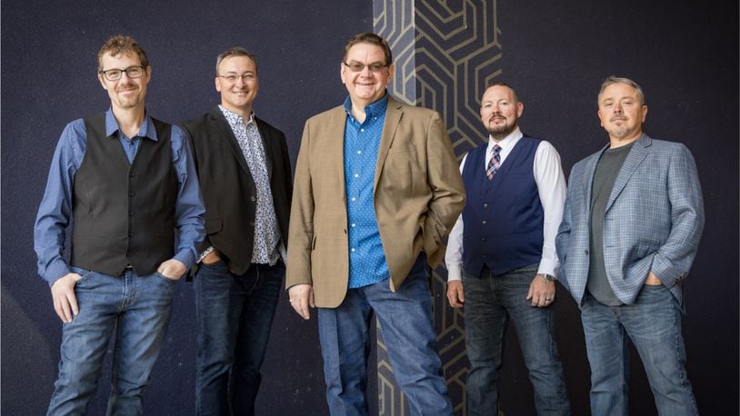 Joe Mullins & the Radio Ramblers, (left to right) Chris Davis, Jason Barie, Mullins, Adam McIntosh and Randy Barnes, International Bluegrass Music Association’s Entertainer of the Year of 2019, performs at Clifton Opera House in Clifton on Friday, April 21.