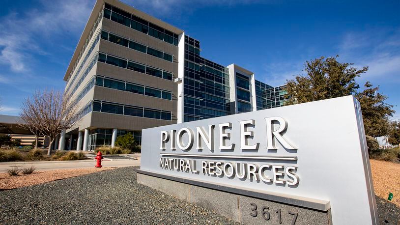 FILE - Pioneer Natural Resources Midland headquarters office is shown on Jan. 13, 2021, in Midland, Texas. Exxon Mobil’s $60 billion deal to buy Pioneer Natural Resources has received clearance from the Federal Trade Commission, but the former CEO of Pioneer was barred from joining the new company’s board of directors. The FTC said Thursday, May 2, 2024 that Scott Sheffield colluded with OPEC and OPEC+ to potentially raise crude oil prices. (Jacob Ford/Odessa American via AP, File)