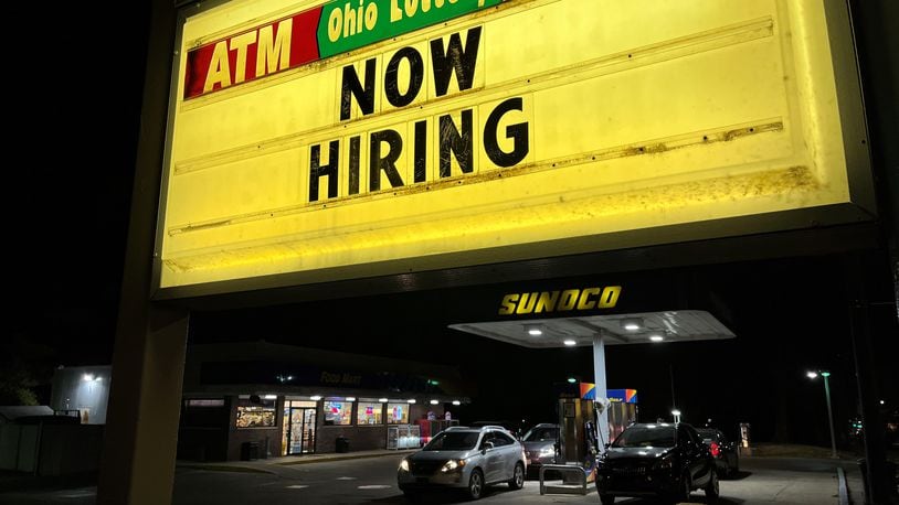 A Sunoco gas station in Dayton was looking for workers. CORNELIUS FROLIK / STAFF