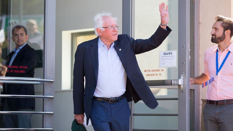 Democratic presidential candidate, Sen. Bernie Sanders (I-VT) waves as he walks towards the stage during a campaign event at Plymouth State University on September 29, 2019 in Plymouth, New Hampshire.