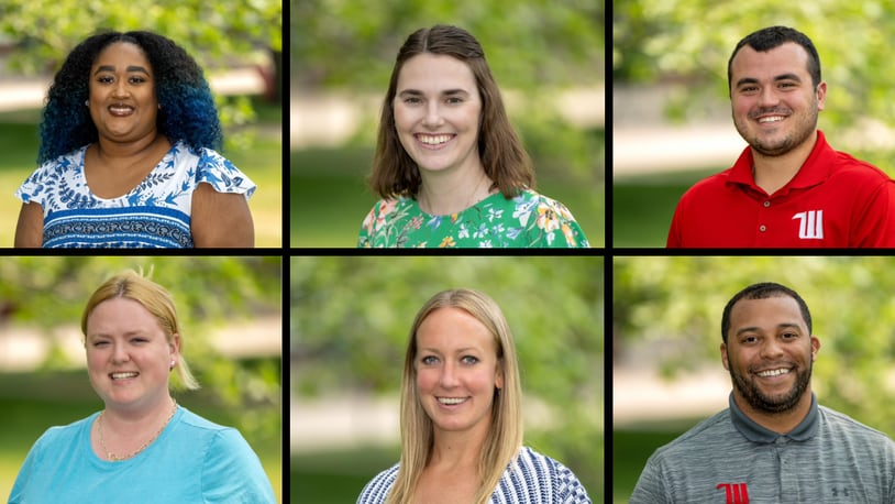 Starting fall 2023, all incoming Wittenberg University students will be paired with one of six new success advisors - Mercedes Singleton (top left), Grace Sever (top middle), John DeVito (top right), Mary Zimmerman (bottom left), Lynsey Warren (bottom middle) and Drew Sawyer (bottom right). Contributed