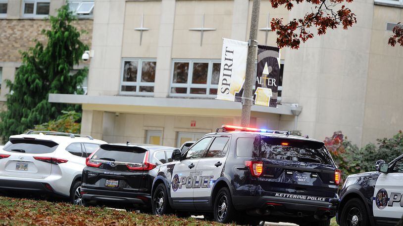The Kettering police department received a report of gunfire outside Archbishop Alter High School Wednesday, Nov. 8, 2023 that was later determined to be false. MARSHALL GORBY\STAFF