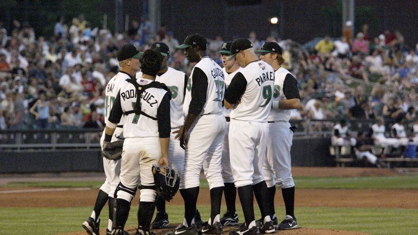 After Beloit scores four runs in the fifth inning, the Dragon's have a conference on the mound as the Dayton Dragons play the Beloit Snappers at Fifth Third Field, Friday, August 3rd.