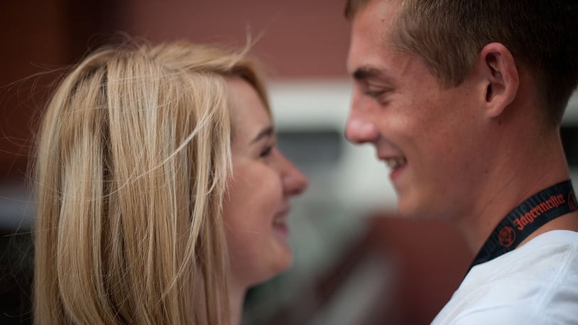 Teen couple smiling.  Could this be Merce and Mylee in 10 years?