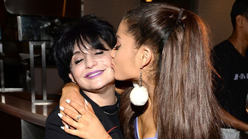 Joan Grande and Ariana Grande during the unveiling of her debut fragrance "ARI by ARIANA GRANDE" at Macy's Herald Square on September 16, 2015 in New York City.  (Photo by Kevin Mazur/Getty Images for Coburn Communications)