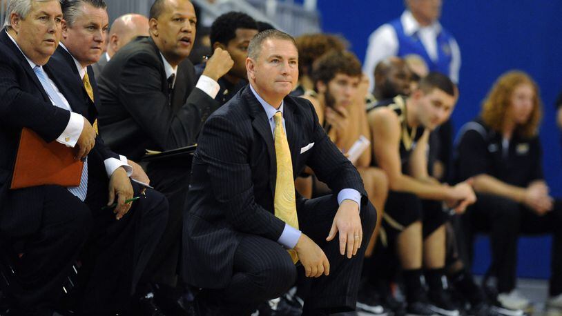 Coach Donnie Jones of the Central Florida Knights directs play against the Florida Gators November 23, 2012 at Stephen C. O'Connell Center in Gainesville, Florida.  (Photo by Al Messerschmidt/Getty Images)