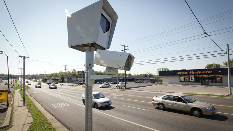 Red light cameras in Trotwood have reduced the number of accidents in the past 8 years by 40 percent. This camera is at the corner of Salem Ave. and Turner Rd.