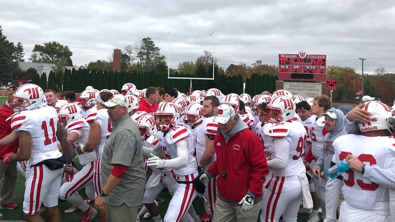 Wittenberg leaves the field after a victory against Wabash on Oct. 28, 2017.