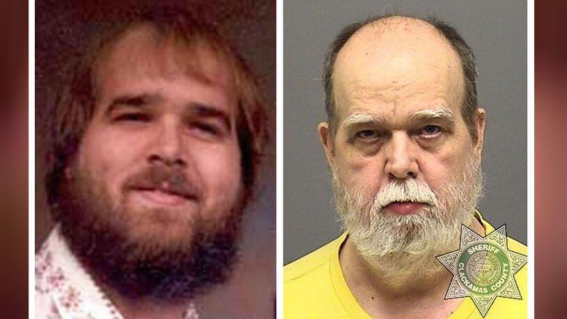 Oregon fugitive Wayne Arthur Silsbee, 62, turned himself in Friday, May 10, 1996, to officers at the Oregon City Police Department. Silsbee was wanted on child sex abuse charges since 1996, when the picture on the left was taken. The photo on the right shows Silsbee when he was booked into the Clackamas County Jail.
