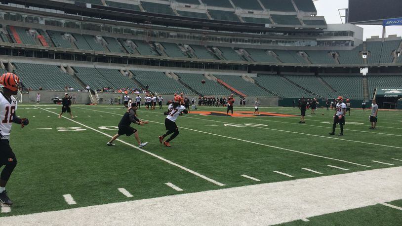 The Cincinnati Bengals kicked off a mandatory three-day minicamp today at Paul Brown Stadium. Staff photo by Jay Morrison