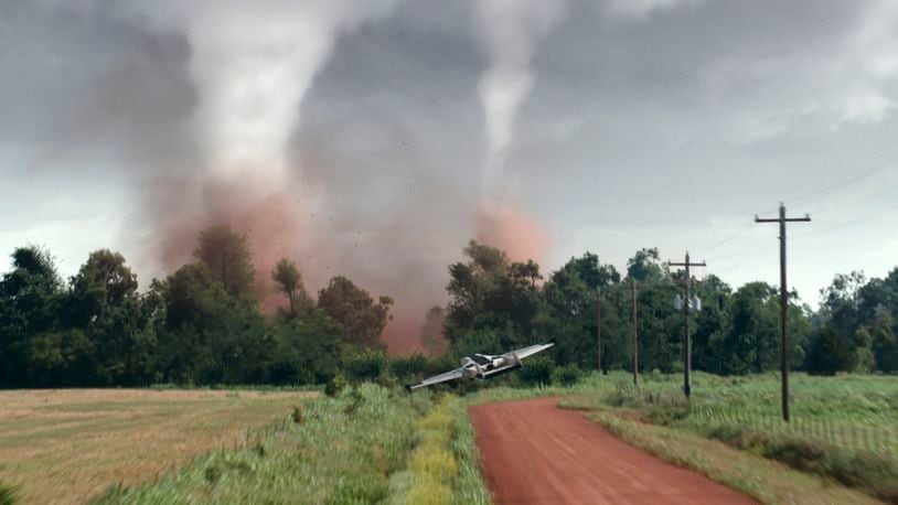 This image released by Universal Pictures shows a scene from "Twisters." (Universal Pictures via AP)