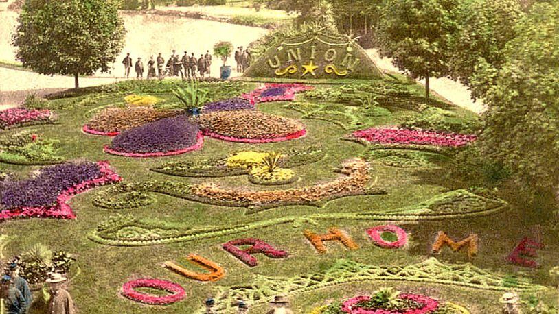 Union Civil War veterans created colorful floral designs on the grounds of the National Home for Disabled Volunteer Soldiers, now known as the Dayton VA Medical Center. PHOTO COURTESY OF THE DAYTON VA ARCHIVES