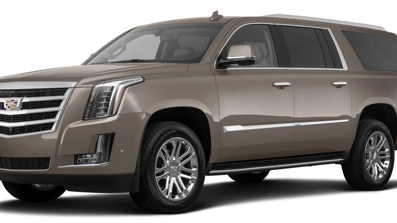 The 2019 extended-length Cadillac Escalade ESV features a 14-inch-longer wheelbase and approximately 20-inch greater overall length than the regular-length Escalade. That greater length increases space for third-row passengers and more than doubles the cargo space behind the third row. Metro Creative Connection photo