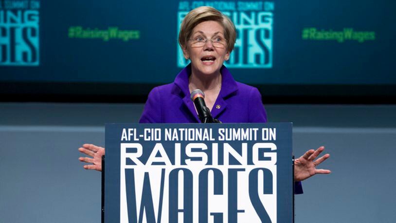 U.S. Sen. Elizabeth Warren (D-Mass.) appeared at the AFL-CIO National Summit on Raising Wages earlier this year in January in Washington.