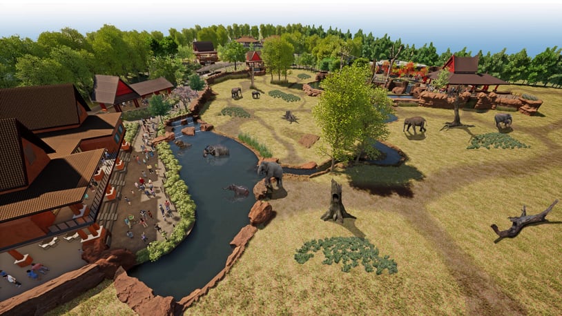 Elephant Trek, which will be five times the size of the Cincinnati Zoo’s current elephant habitat, is slated to open in 2024 and will eventually be home to a multi-generational herd of eight to10 Asian elephants. CONTRIBUTED