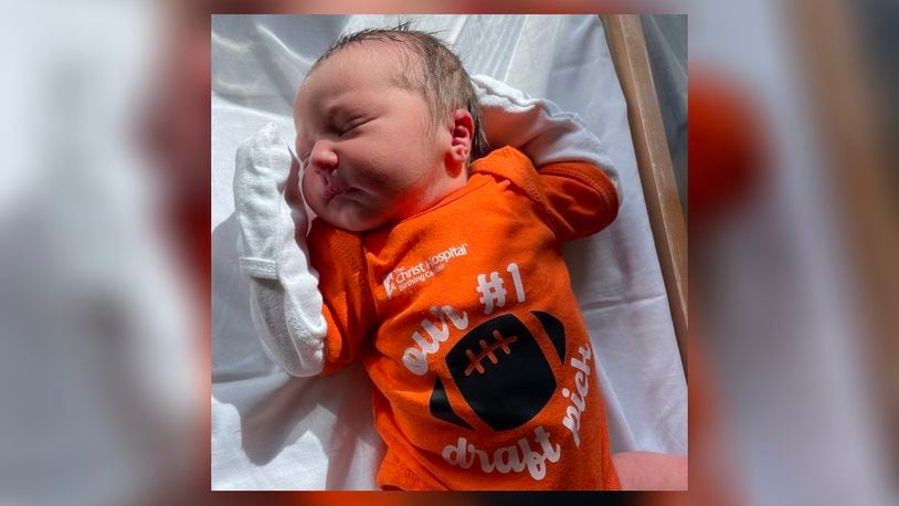Baby Tipton was born recently at The Christ Hospital in Cincinnati and given a onesie that says "Our #1 Draft Pick." His parents are Carissa and Tyler. CONTRIBUTED