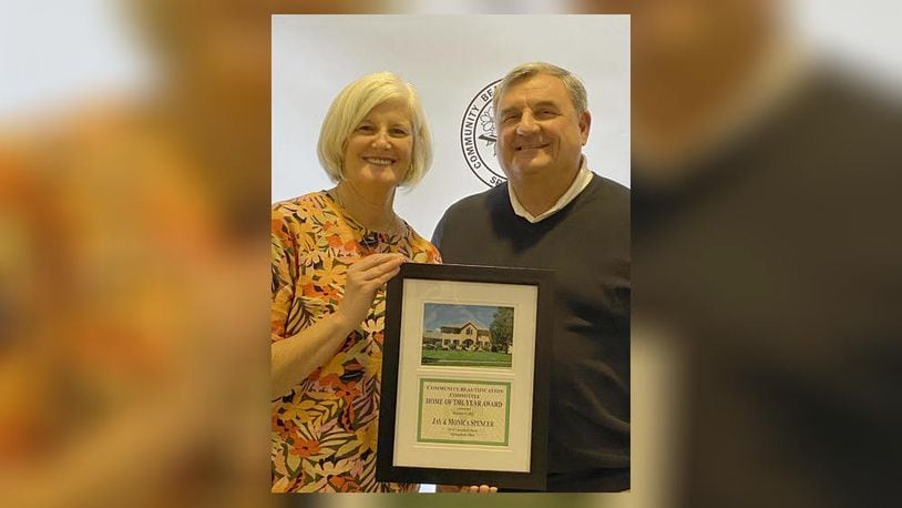 Jay and Monica Spencer were named the 2022 Home of the Year winners for their outstanding property at 3133 Campbell Drive in Springfield. Contributed/Springfield’s Community Beautification Committee