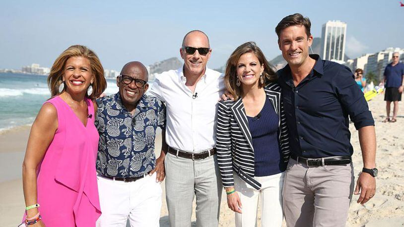 TODAY -- Pictured: (l-r) Anchors Hoda Kotb, Al Roker, Matt Lauer, Natalie Morales and Keir Simmons appear on NBC's "TODAY" show at the Rio Olympics on Monday, August 9, 2016 -- (Photo by: Joe Scarnici/NBC)