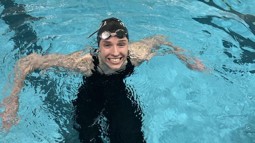 Catholic Central High School senior Bridget Engel won the 100-meter breaststroke last week in the Division II district meet. CONTRIBUTED
