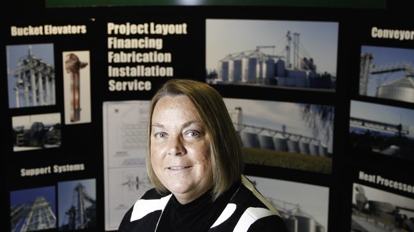 Alicia Sweet Hupp is president of Sweet Manufacturing. The company manufactures and sells agricultural and industrial equipment, including bucket elevators, support structures and conveyer systems. CHRIS STEWART / STAFF