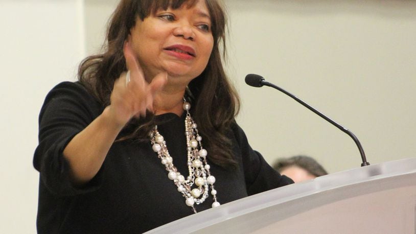 Marya Rutherford Long, vice president, community and economic development manager at Fifth Third Bank, was the keynote speaker at this year’s Martin Luther King Luncheon Friday. ERIC HIGGENBOTHAM/STAFF