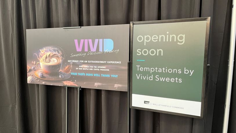 Vivid Sweets will serve brewed coffee, waffle crepes, ice cream, milkshakes and more in the food court at The Mall at Fairfield Commons. NATALIE JONES/STAFF