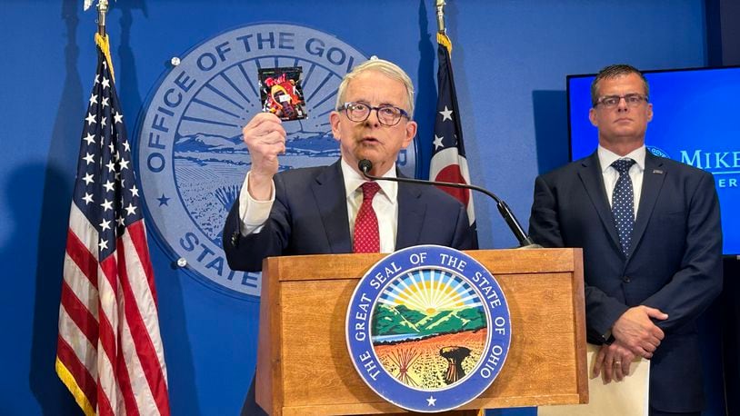 Ohio Gov. Mike DeWine calls for the legislature to ban, or at least age limit, the sale of Delta 8. The Republican governor raised concern about the cannabinoid's effects on minors, who are legally able to buy it. January 17, 2024.