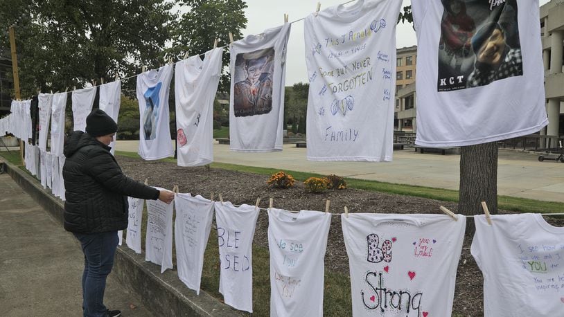 Several events will be held in Clark and Champaign Counties this weekend, including the Victim Witness Division of the Clark County Prosecutors Office's Clothesline Project at Springfield City Hall. BILL LACKEY/STAFF