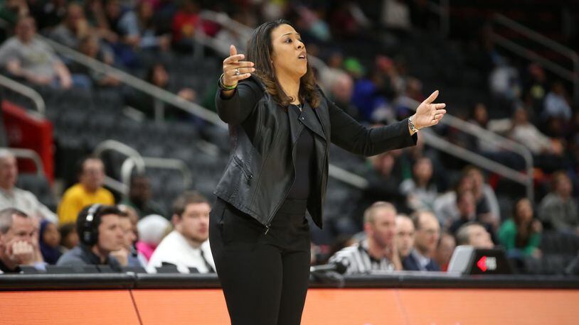 Wright State coach Katrina Merriweather during a gamer earlier this season. Brian Sevald/CONTRIBUTED