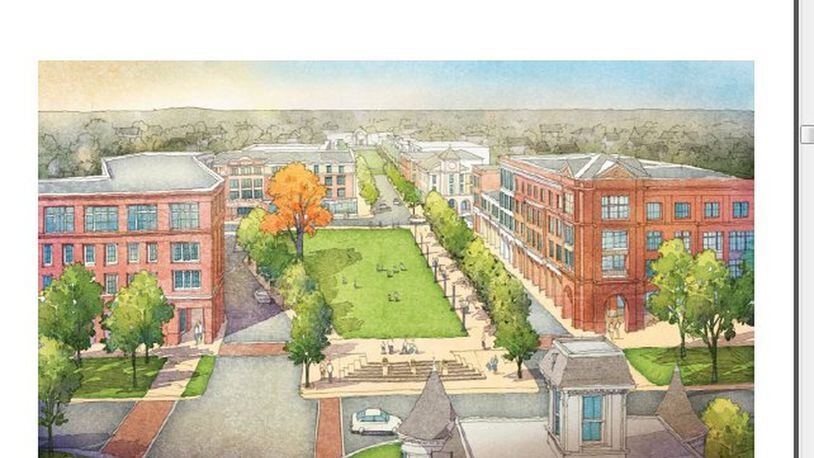 Union Village is to straddle Ohio 741. This rendering shows the first section to be built, across from Marble Hall, one of the oldest buildings on the Otterbein retirement campus.