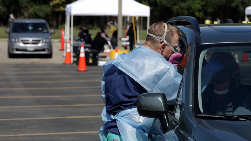 The Clark County Combined Health District in partnership with the Ohio Department of Health and Ohio National Guard held a free COVID-19 pop-up testing clinic on Sept. 18 at Life in Christ Community Church. BILL LACKEY/STAFF