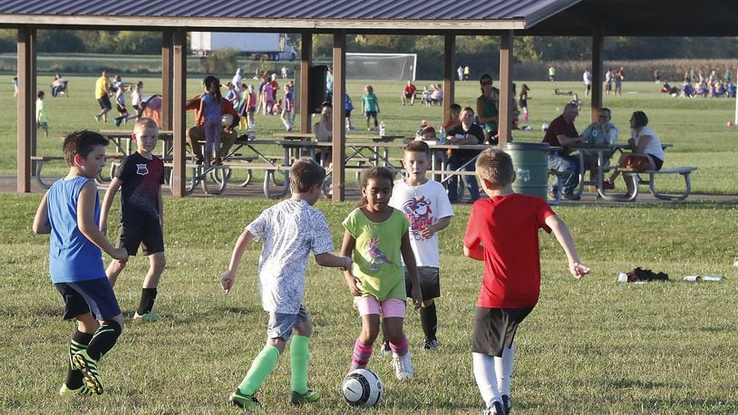 Children practice soccer at the Eagle City Soccer Complex earlier this year. Bill Lackey/Staff