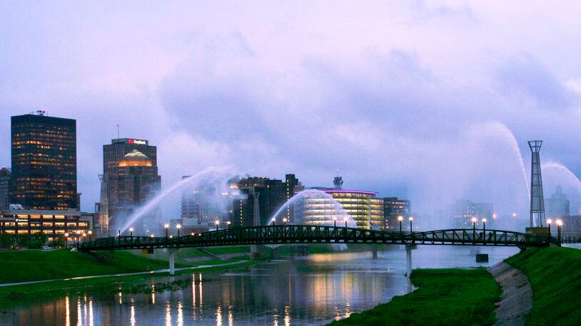 The downtown Dayton skyline photographed from Deeds Point is a great location for photography.