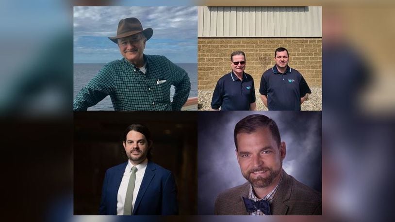 Four local businesspeople will soon be honored and inducted into the Junior Achievement of Mad River Region (JA) will host its Business Hall of Fame: Laureate Clayton Hays (top left), Founder of Hays Fabricating and lifelong farmer; Spotlight award winner Chad Wilson (bottom left), Executive Producer at Seven Wing Creative; Entrepreneurial Business of the Year award winner Esterline & Sons Manufacturing (top right); and Volunteer of the Year Patrick Closser (bottom right), Mayor of London, Ohio and owner of Casey’s Carry-out.