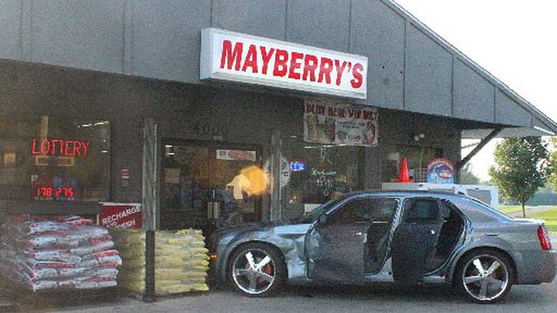 A women crashed the car she was driving into Mayberry's convenience store in Clark County after she was stabbed. JEFF GUERINI/STAFF