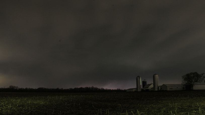 A view of a storm in western Montgomery County the night of April 8, 2020. JIM NOELKER/STAFF