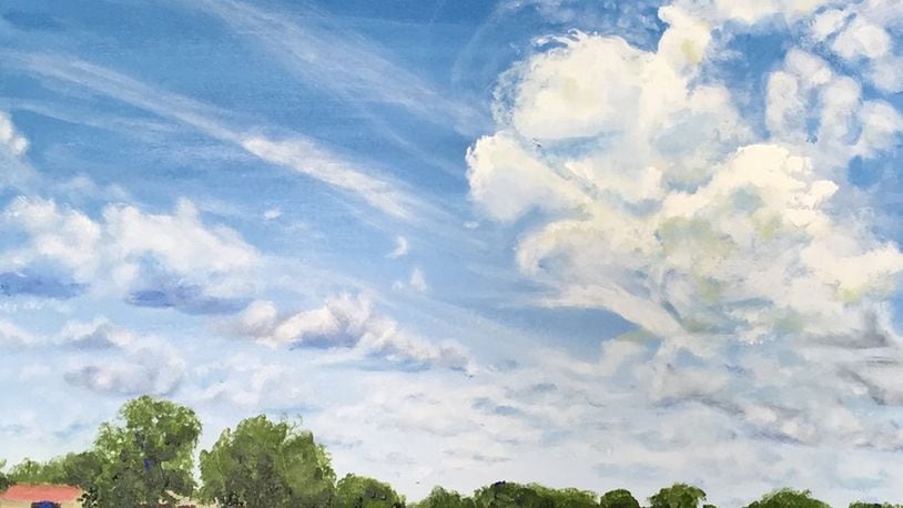 A ‘skyscape’ painting, ‘Early Corn’ by Urbana artist and teacher Leigh Ann Inskeep-Simpson.