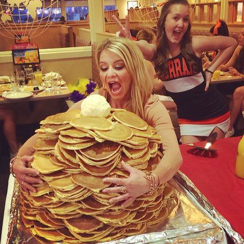 #Photobombed while I was trying to have a moment with my pancake stack!! #NationalPancakeDay Photo posted by @jenniferhardmantv