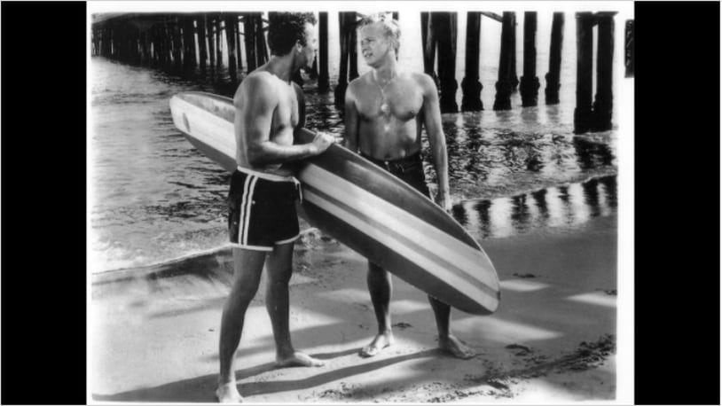Kenny Miller (right) in a scene from 1964’s “Surf Party,” a 20th Century Fox beach flick. The movie’s instrumental theme song by The Astronauts is a real killer (and available on YouTube).