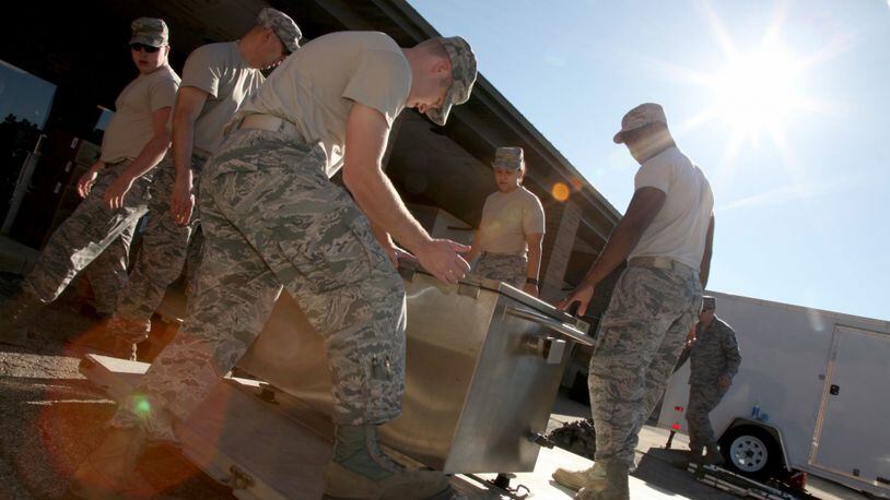 Members from the 179th Airlift Wing, Mansfield, and the 178th Wing, Springfield, have responded to relief efforts in Puerto Rico late last week. The 179th sent one C-130H Hercules loaded with a Disaster Relief Mobile Kitchen Trailer and 15 Airmen. Airmen from both units will use the trailer to prepare boil-in-the-bag meals for 1,000 first responders. (Courtesy/U.S. Air National Guard MSgt Lisa Francis)