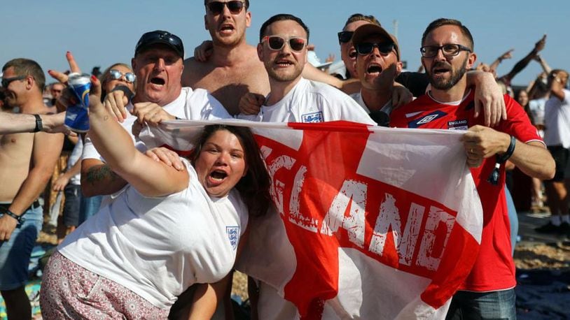 Football fans in England gathered all over the country to watch their team defeat Sweden in the World Cup semifinals.